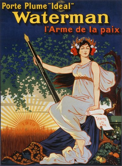 「理想的な」ウォーターマンペンを運ぶ-平和の武器、1919 作： Eugene Oge